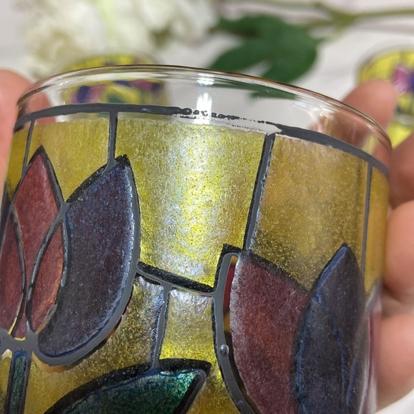 Vintage West Virginia Glass Tulip Design Stained Glass tumblers Cup Set of 6 - Picture 8 of 17